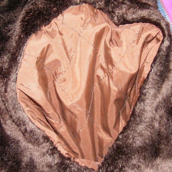 Vintage LEE Hooded Denim Coat, YL, Blue, Brown Fuzzy lining, Zipper, Pockets - Picture 15 of 15